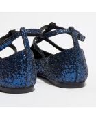 Ballerines en Cuir pailletées Ilfira bleu foncé