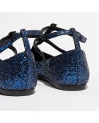 Ballerines en Cuir pailletées Ilfira bleu foncé