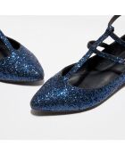 Ballerines en Cuir pailletées Ilfira bleu foncé