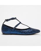 Ballerines en Cuir pailletées Ilfira bleu foncé