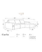 Canapé d'angle droit velours côtelé carlo 4 places beige - 289x166x90 cm