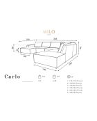 Canapé d'angle panoramique droit ouvert carlo 7 places beige - 366x257x90 cm