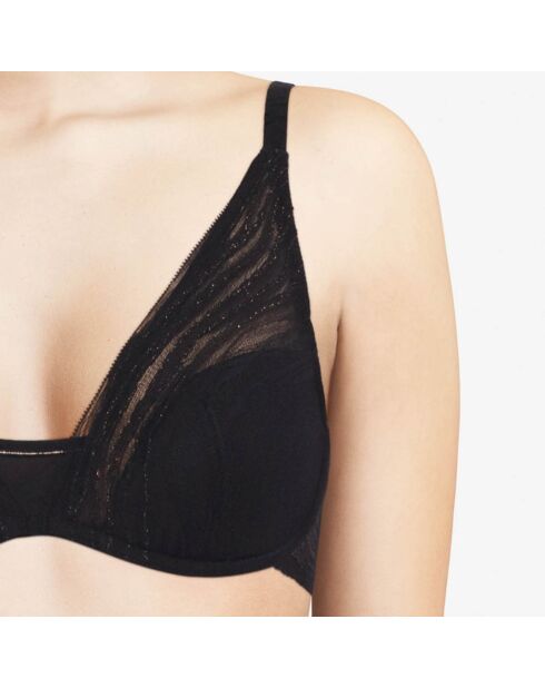 Soutien-gorge plongeant Likeness noir/doré