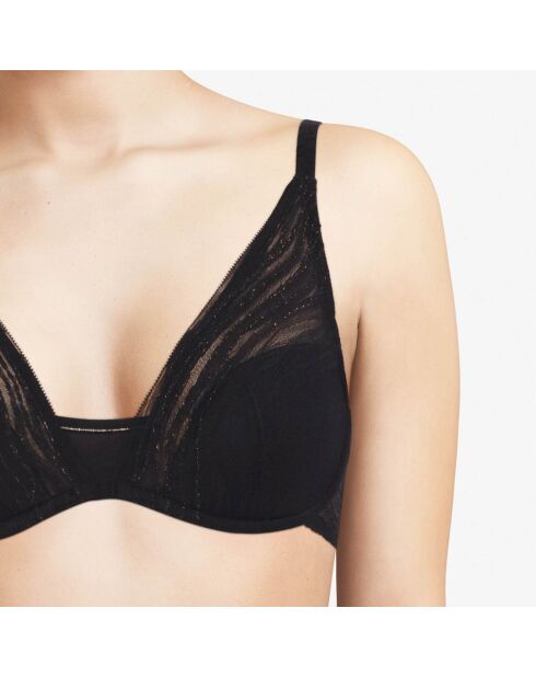 Soutien-gorge plongeant Likeness noir/doré