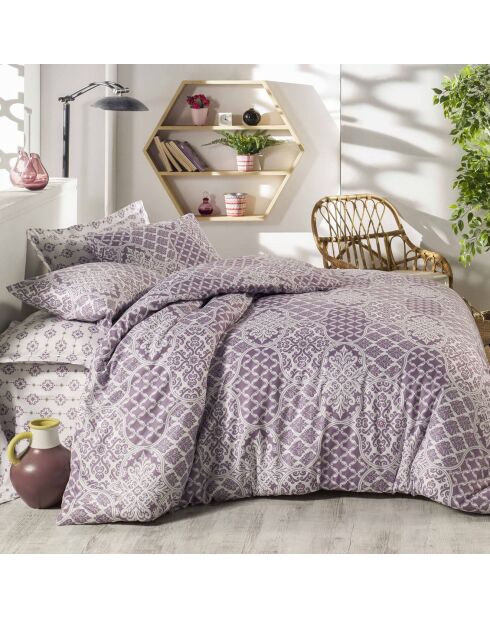 Parure housse de couette Donjette violet/blanc