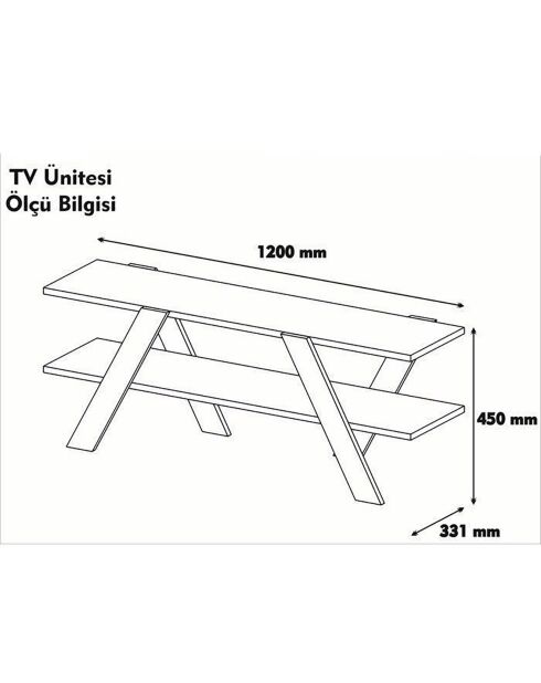 Meuble TV Basic blanc/marron - 120x45x33.1 cm