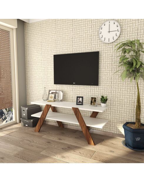 Meuble TV Basic blanc/marron - 120x45x33.1 cm