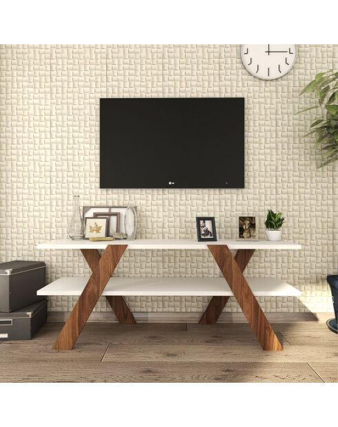 Meuble TV Basic blanc/marron - 120x45x33.1 cm