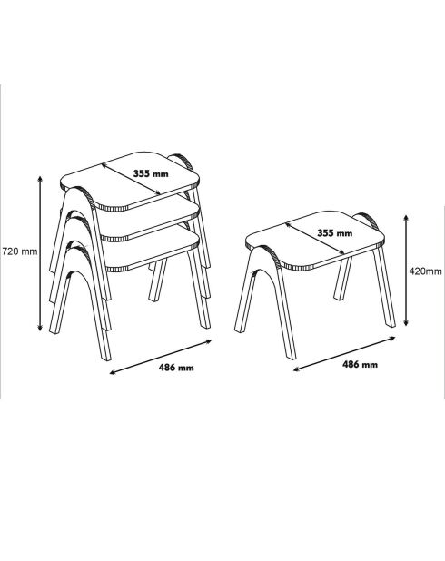 3 Tables d'appoint Paris marron/crème - 48.6x42x35.5 cm