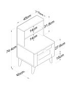 Comodino bianco BD105 - 45x74,4x40 cm