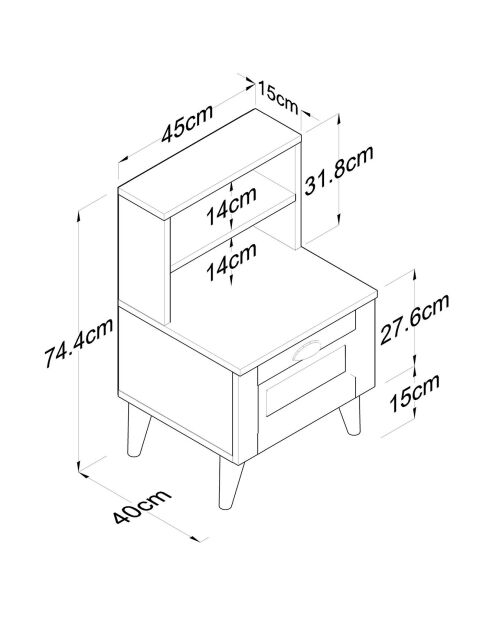 Comodino bianco BD105 - 45x74,4x40 cm