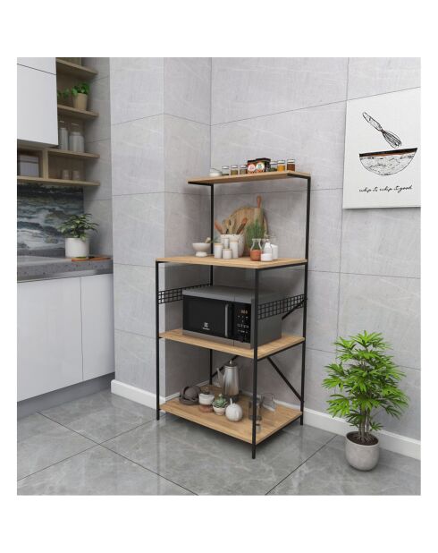 Unidad de almacenamiento Anemon negro/pino - 60x124x45 cm