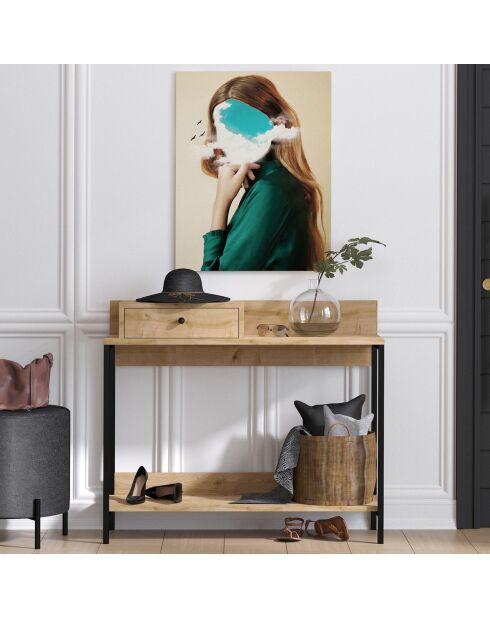 Meuble d'entrée Alix rouge/marron - 100x87x35 cm