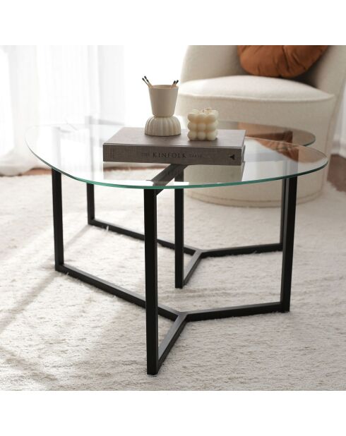 2 Tables basses Bellisimo noir mat - 82x40x58 cm