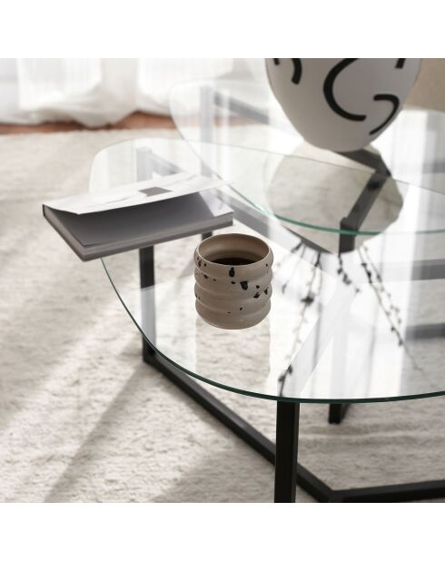 2 Tables basses Bellisimo noir mat - 82x40x58 cm