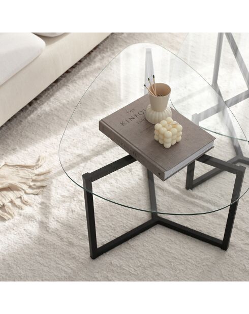 2 Tables basses Bellisimo noir mat - 82x40x58 cm