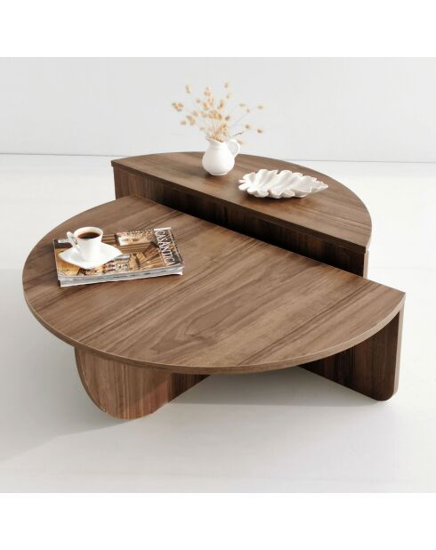 Duo de tables basses Podium marron - 90x30x60 cm