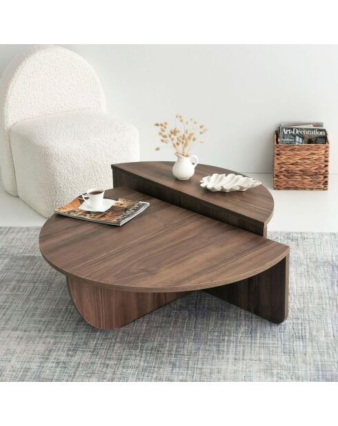 Duo de tables basses Podium marron - 90x30x60 cm