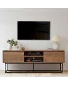 Meuble TV Rodez marron/noir - 140x50x40 cm