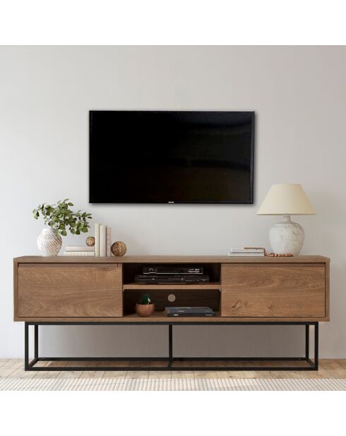 Meuble TV Rodez marron/noir - 140x50x40 cm