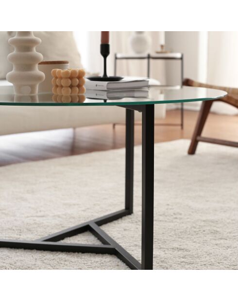 Table basse Trio sehpa transparent/noir - 75x42x75 cm