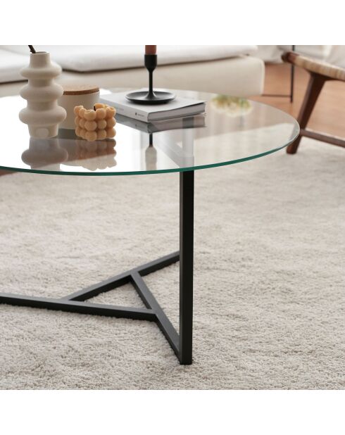 Table basse Trio sehpa transparent/noir - 75x42x75 cm