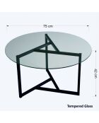 Table basse Trio sehpa transparent/noir - 75x42x75 cm