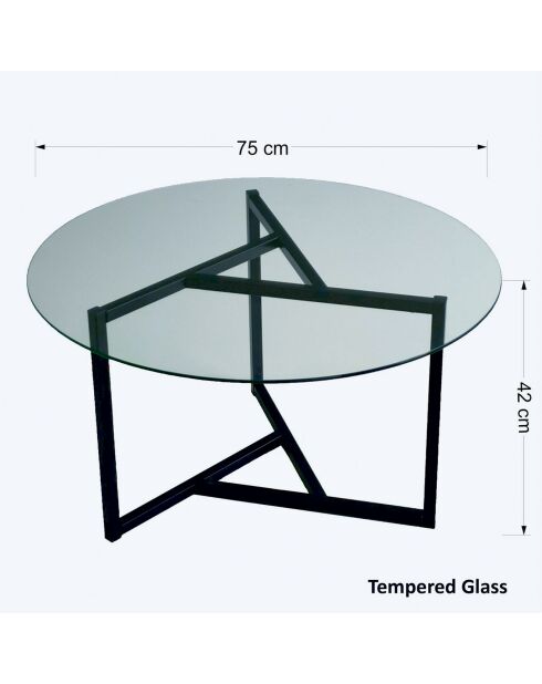 Table basse Trio sehpa transparent/noir - 75x42x75 cm
