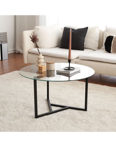 Table basse Trio sehpa transparent/noir - 75x42x75 cm