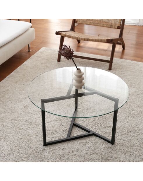 Table basse Trio sehpa transparent/noir - 75x42x75 cm