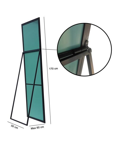 Miroir chevalet Cool Ayna noir - 50x170x60 cm