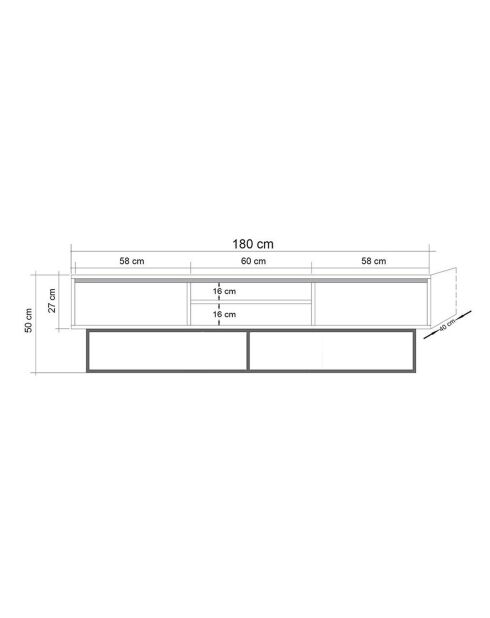 Meuble TV Rodez marron/noir - 180x50x40 cm