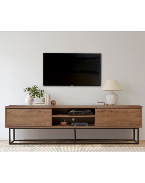 Meuble TV Rodez marron/noir - 180x50x40 cm