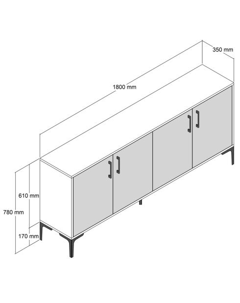 Consola Kiev marrón/blanca - 180x78x35 cm
