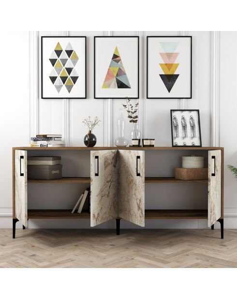 Consola Kiev marrón/blanca - 180x78x35 cm