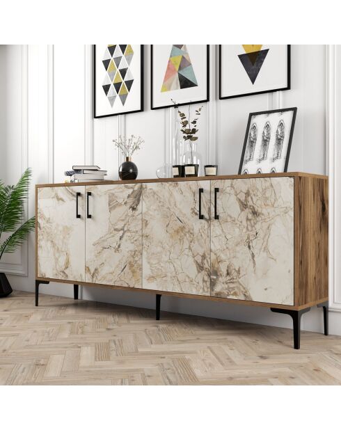 Console Kiev marron/blanc - 180x78x35 cm