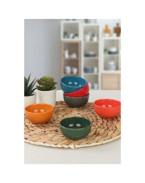 6 cuencos de cerámica multicolor - 11 cl