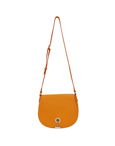 Sac bandoulière en Cuir Paris orange - 26x21x11 cm