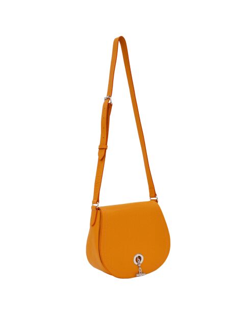Sac bandoulière en Cuir Paris orange - 26x21x11 cm