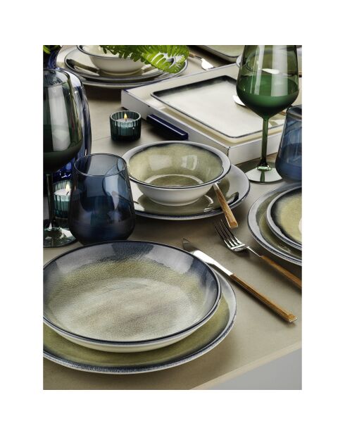 Service de table en Porcelaine bleu foncé/marron - 26 pièces