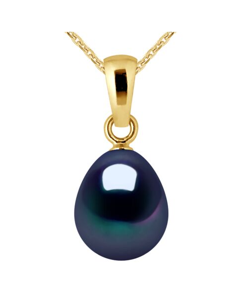 Collier Or Jaune Perle d'Eau Douce noire
