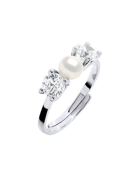 Bague réglable Argent Perle d'Eau Douce blanche