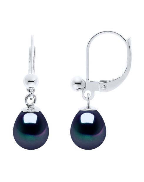 Boucles d'oreilles Dina Argent Perles d'Eau Douce noires
