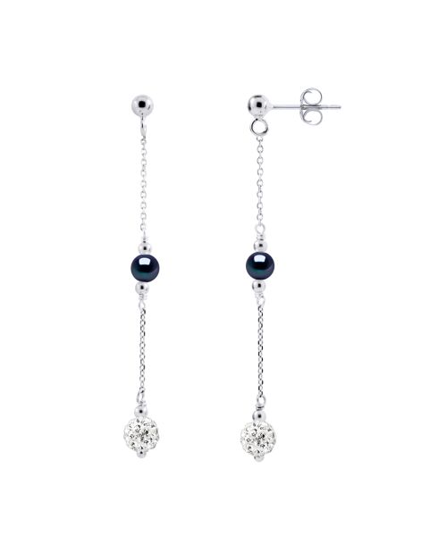 Boucles d'oreilles Barbara Argent Perles d'Eau Douce noires