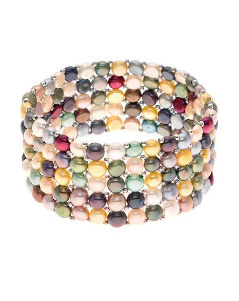 Bracelet 5 rangs Perles d'Eau Douce multicolores