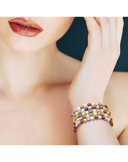 Bracelet 5 rangs Perles d'Eau Douce multicolores