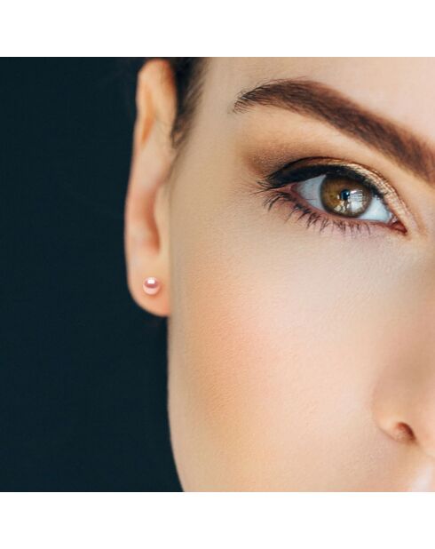 Boucles d'oreilles Or Blanc & Perles d'Eau Douce boutons rose naturel