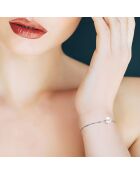 Bracelet en Argent rhodié & Perle d'Eau Douce traversante ronde blanc naturel