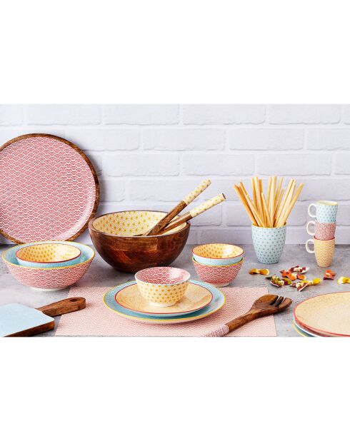 6 Mugs Pattern Color bleu clair/rouge/jaune - 30 cl