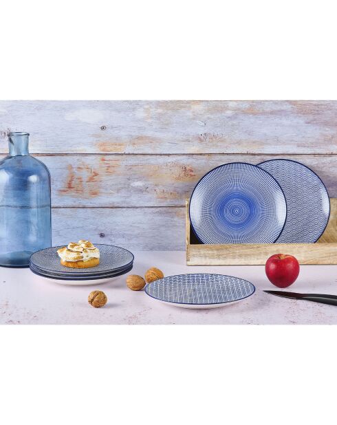 6 Assiettes à dessert Pattern Dark blue bleu foncé - D.21 cm